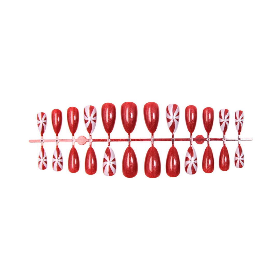 Artificial nail set with festive Christmas motifs and glitter Stornfield