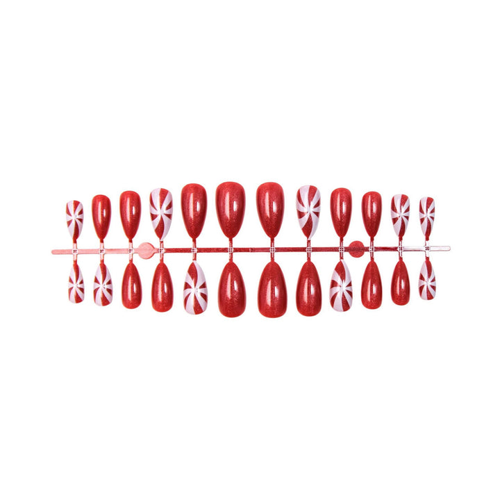 Artificial nail set with festive Christmas motifs and glitter Stornfield