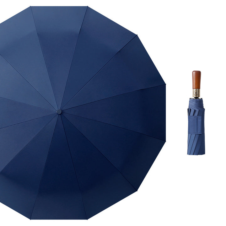Women's Premium Windproof Folding Umbrella with Wooden Handle Stornfield