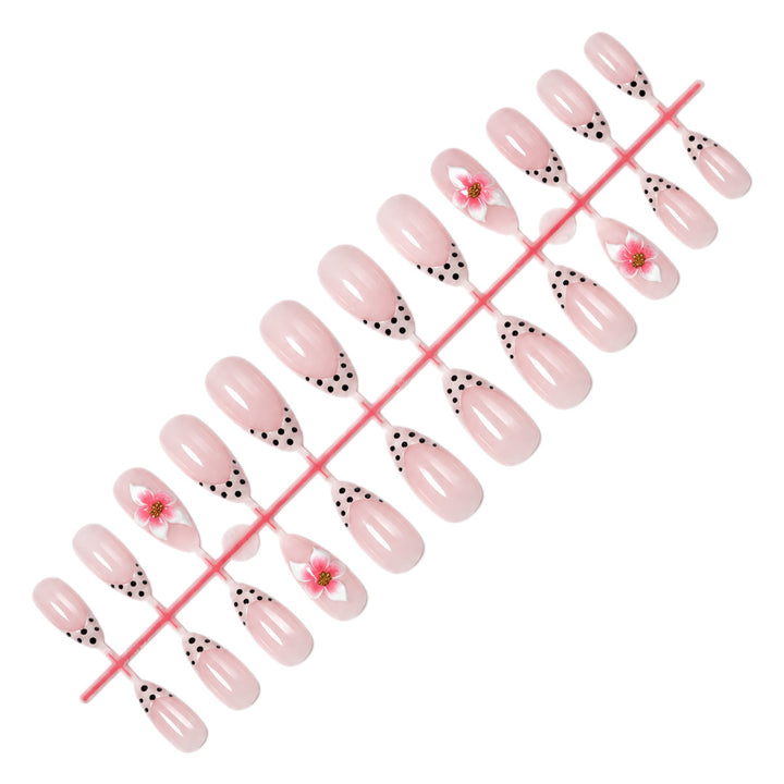 Artificial nail set with creative flowers and dots Stornfield