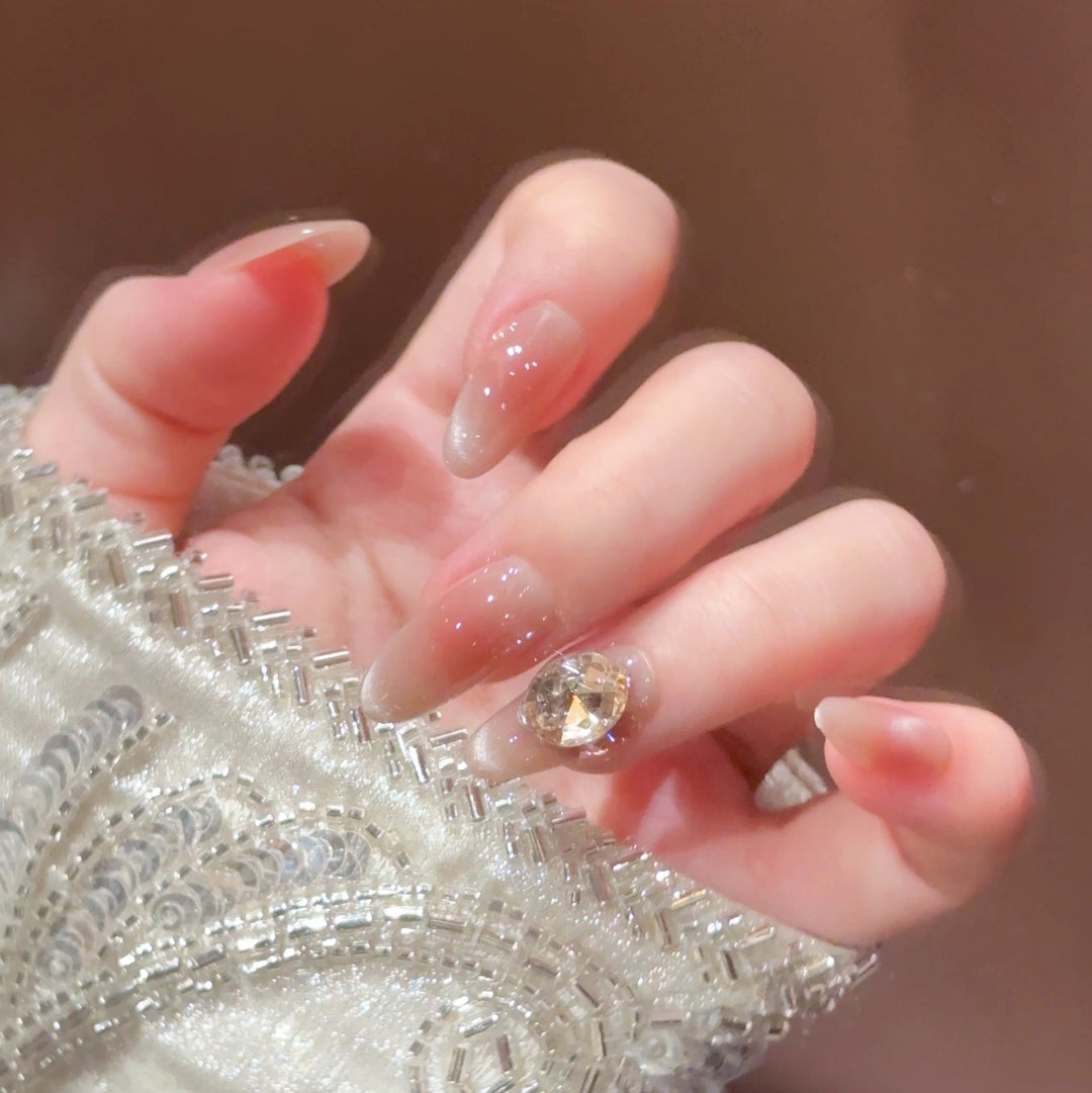 Elegant Crystal-Accented Press-On Nail Set Stornfield