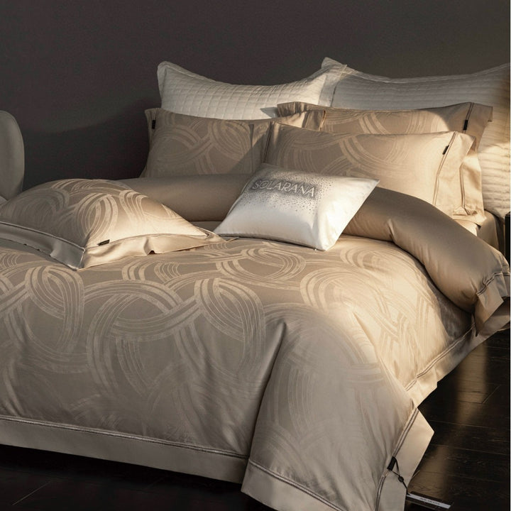 Luxury Jacquard Duvet Cover Set with Quilted Shams & Decorative Cushions