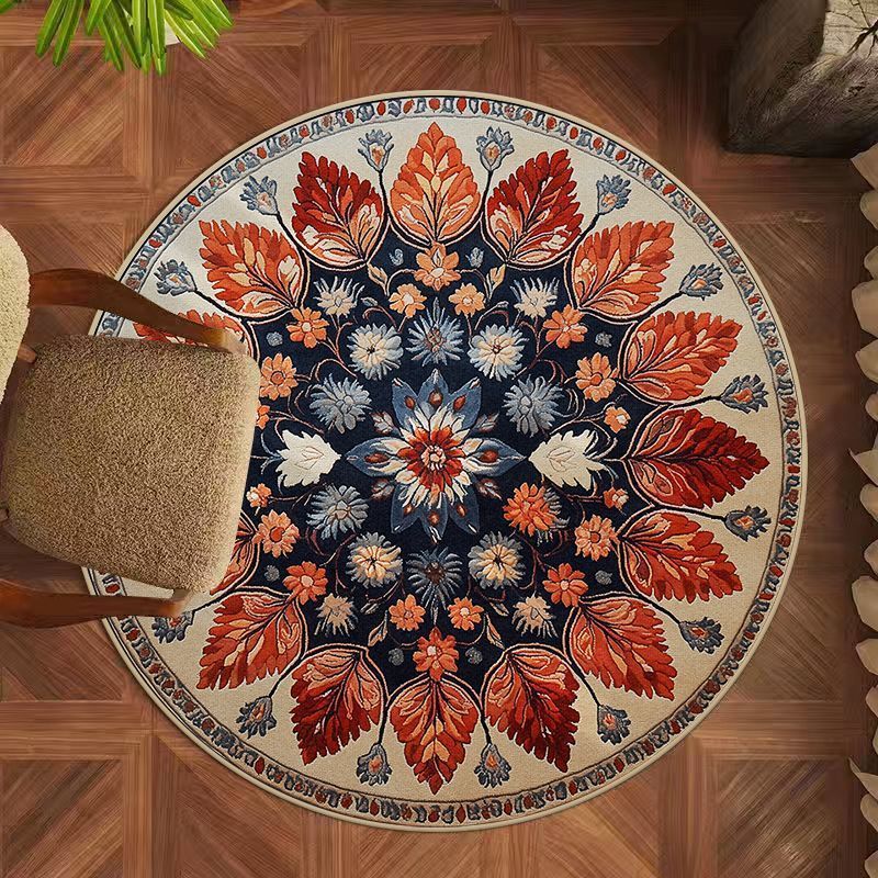Floral Pattern Round Area Rug Stornfield