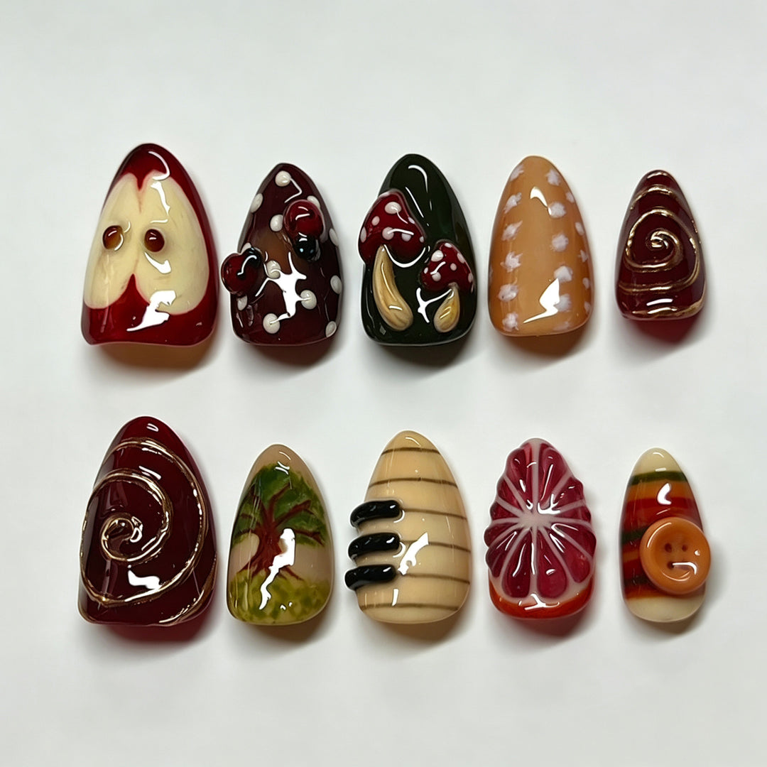 Artistic Hand-Painted Press-On Nail Set Stornfield