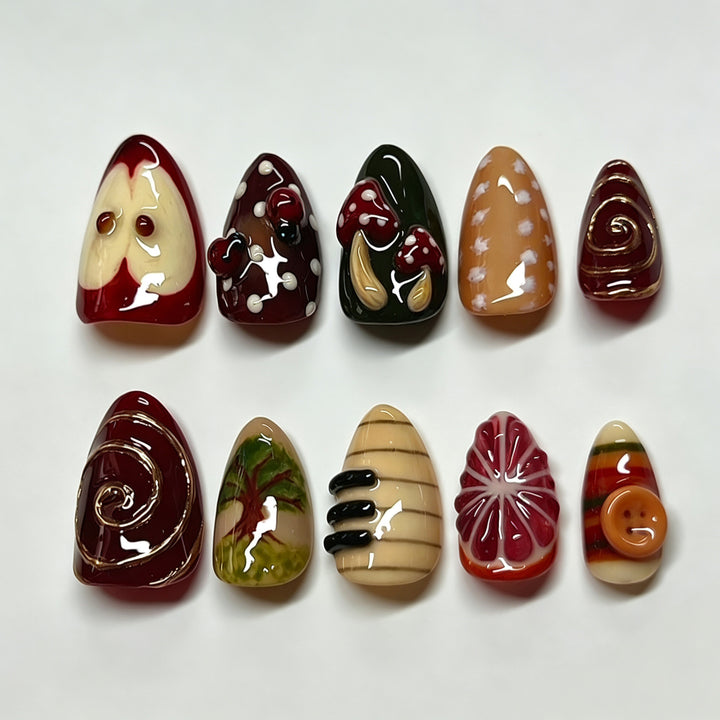 Artistic Hand-Painted Press-On Nail Set Stornfield