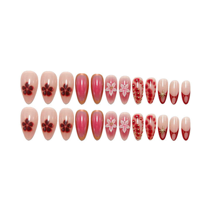 Artificial nails with floral and glitter accents Stornfield