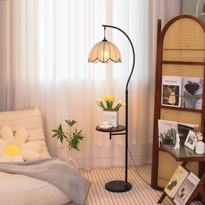 Modern Arc Floor Lamp with Shelf