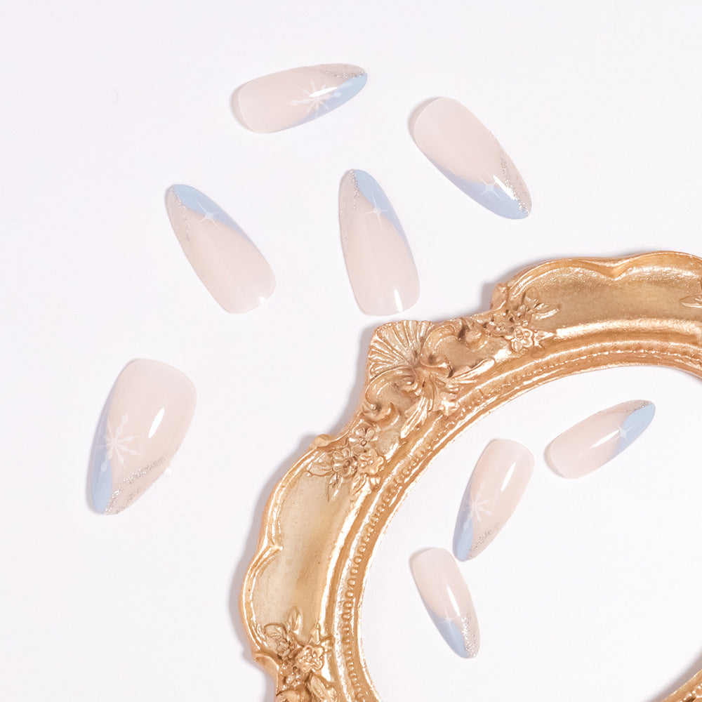 Artistic Press-On Nail Design with Elegant Floral Accents Stornfield