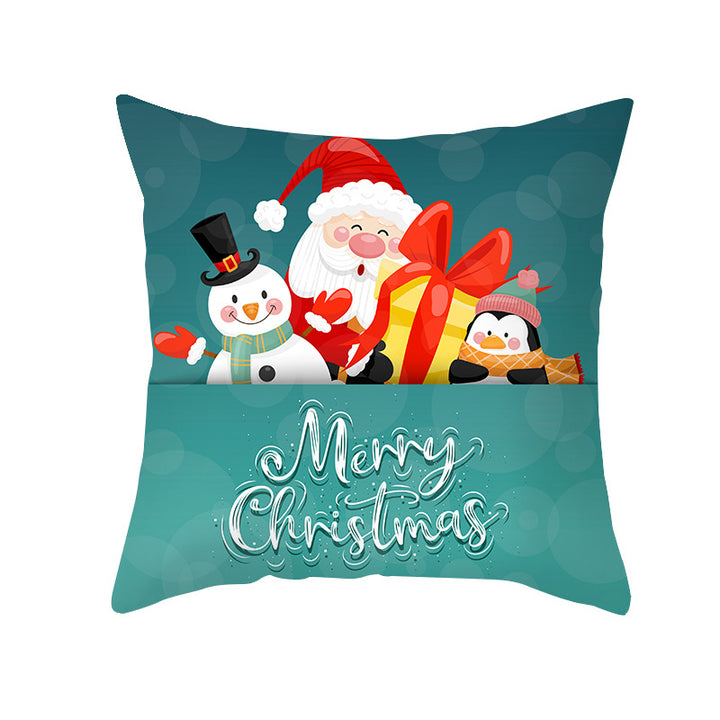 Festive Christmas Decorative Throw Pillow Cover with Holiday Gift and Snowflake Print