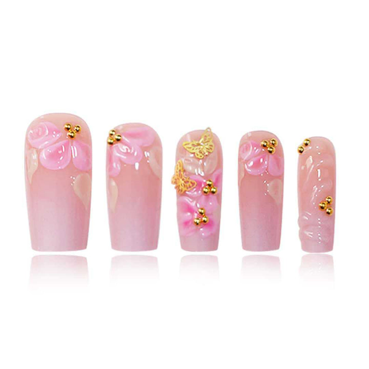3D Floral Design Press-On Nail Set Stornfield