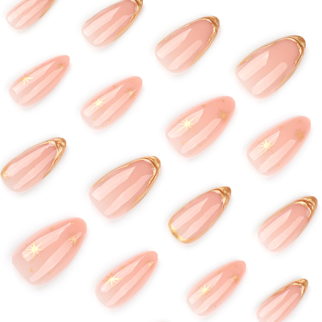 Glamorous stiletto nails with golden accents Stornfield