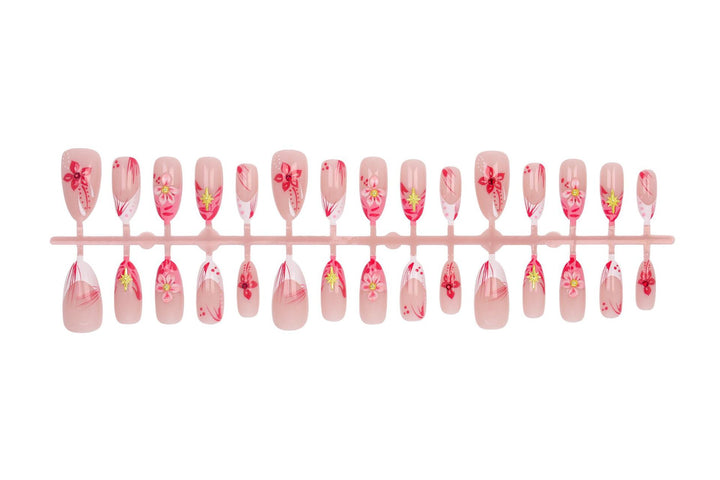 Artificial Nail Set with Floral Designs and 3D Decorations Stornfield
