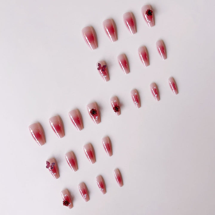 Artificial nail set with elegant floral 3D decorations Stornfield