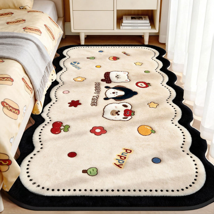 Plush Playful Bunny and Mushroom Area Rug