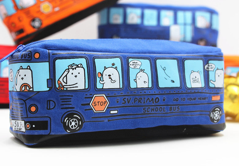 Fun Cartoon School Bus Zippered Pencil Case Stornfield
