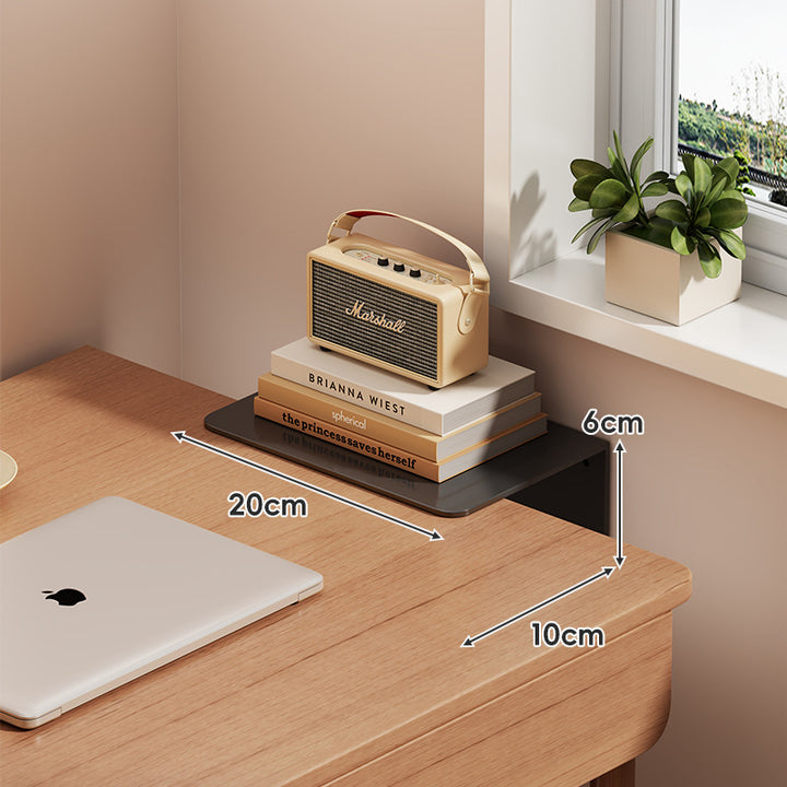 Slim Floating Wall-Mounted Desk Shelf Monitor Riser with Sleek Tempered Glass Surface