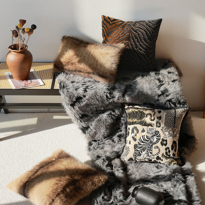 Luxurious decorative cushion made of faux fur