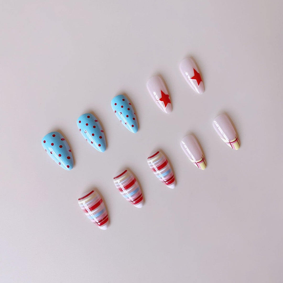 Acrylic nail set with creative and colorful designs Stornfield