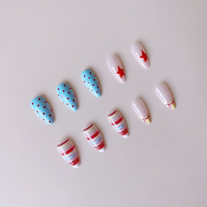 Acrylic nail set with creative and colorful designs Stornfield