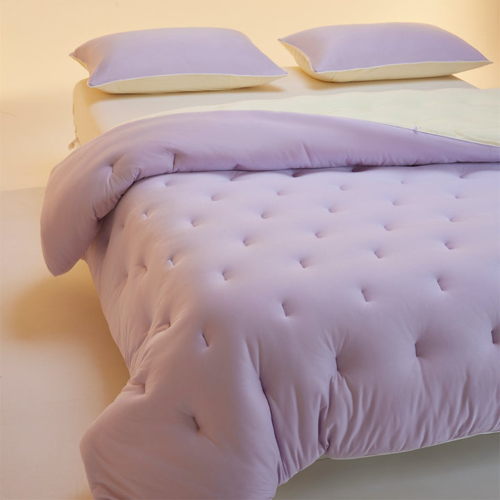 Plush Tufted Dual-Layer Mattress Topper and Lightweight Comforter Set