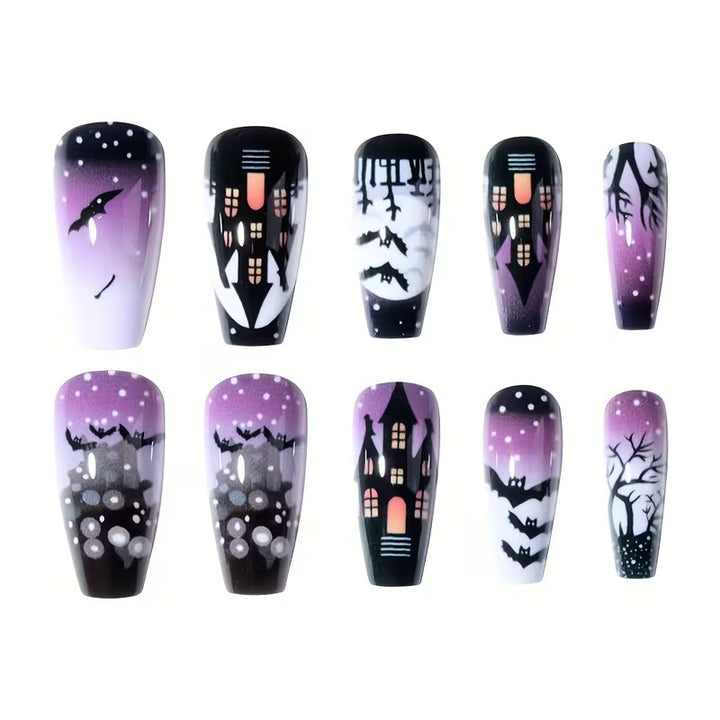 Artistic Halloween-Themed Press-On Nails Stornfield