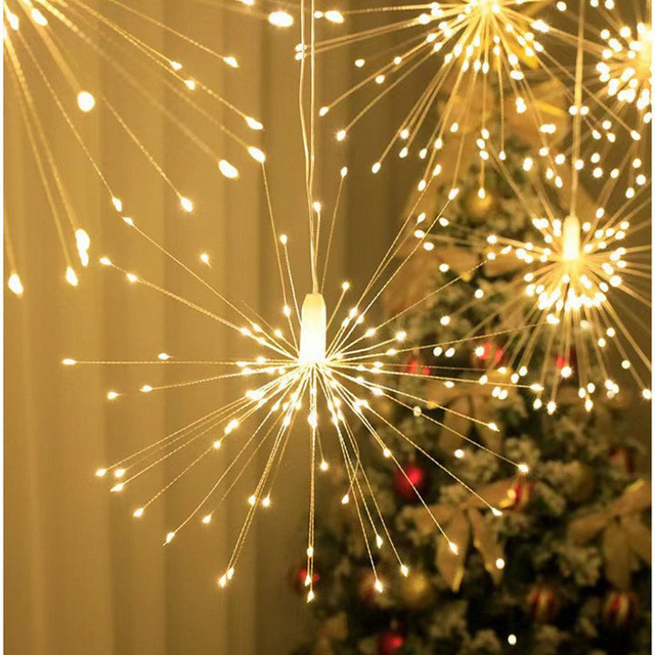 LED Starburst Hanging Pendant Light Decoration With Fiber-Optic Spokes Stornfield