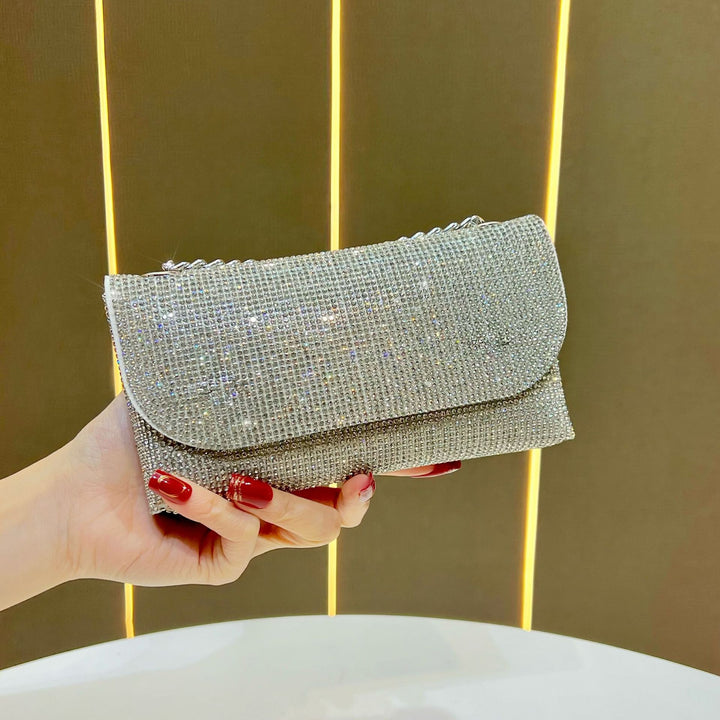 Decorative Crystal-Studded Evening Clutch