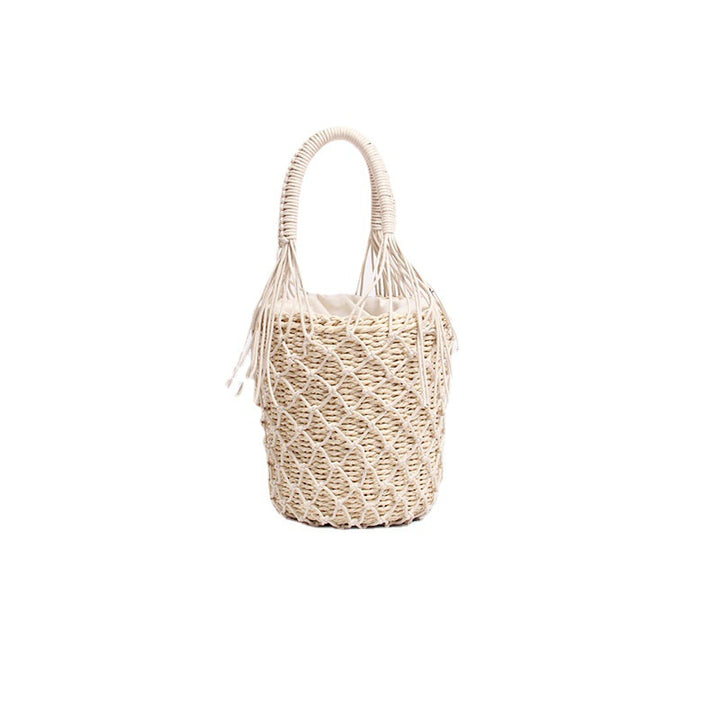 Braided Macrame Shoulder Bag with Decorative Fringe Stornfield