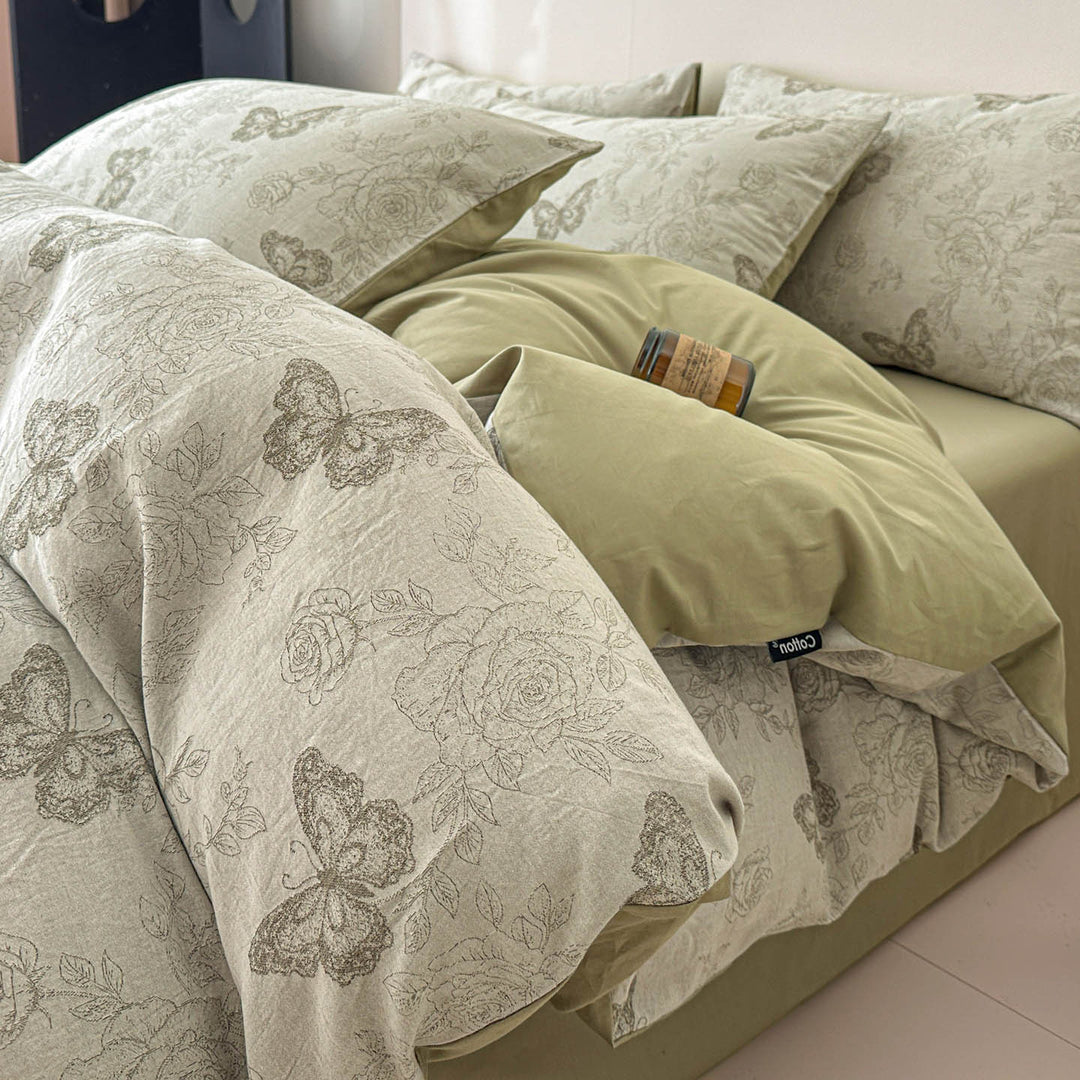 Reversible Printed Duvet Cover Set with Sateen-Feel Pillowcases