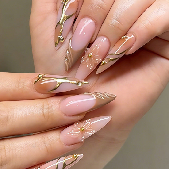 Elegant Floral Design Press-On Nails Art Set Stornfield