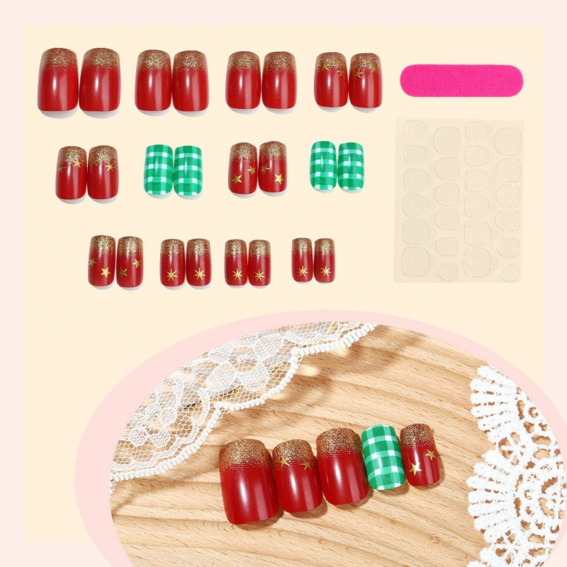 Festive artificial nail set with glitter and Christmas motifs Stornfield