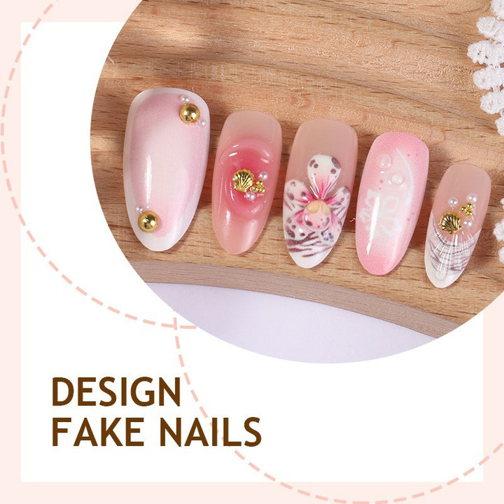 Acrylic nail set with elegant floral design and sparkling accents Stornfield