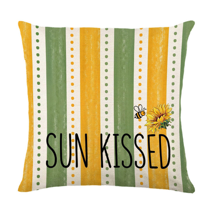 Decorative Seasonal Hello Summer Cotton-Linen Throw Pillow Cover