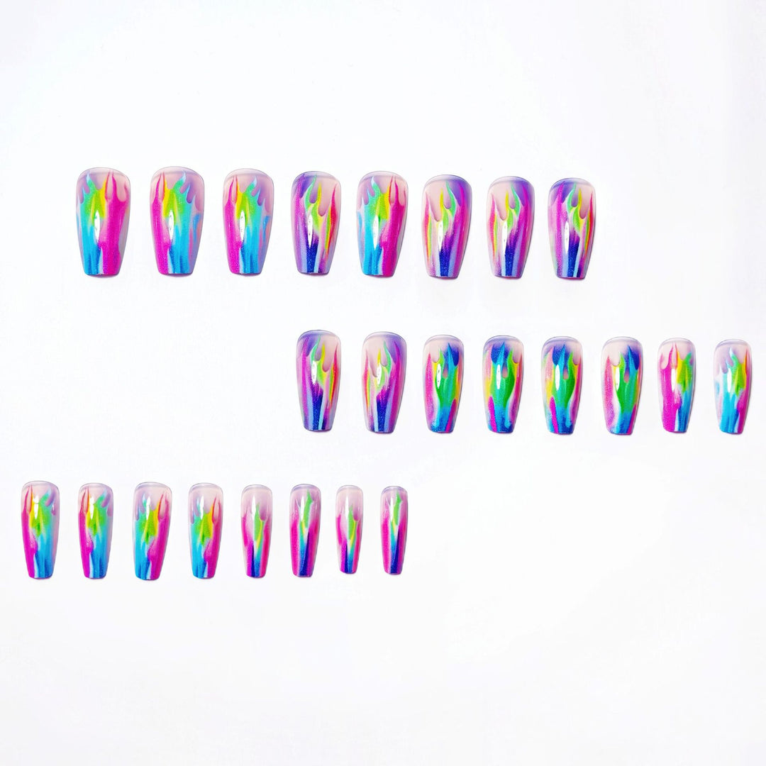 Creative Acrylic Nails with Shimmering Flame Design Stornfield
