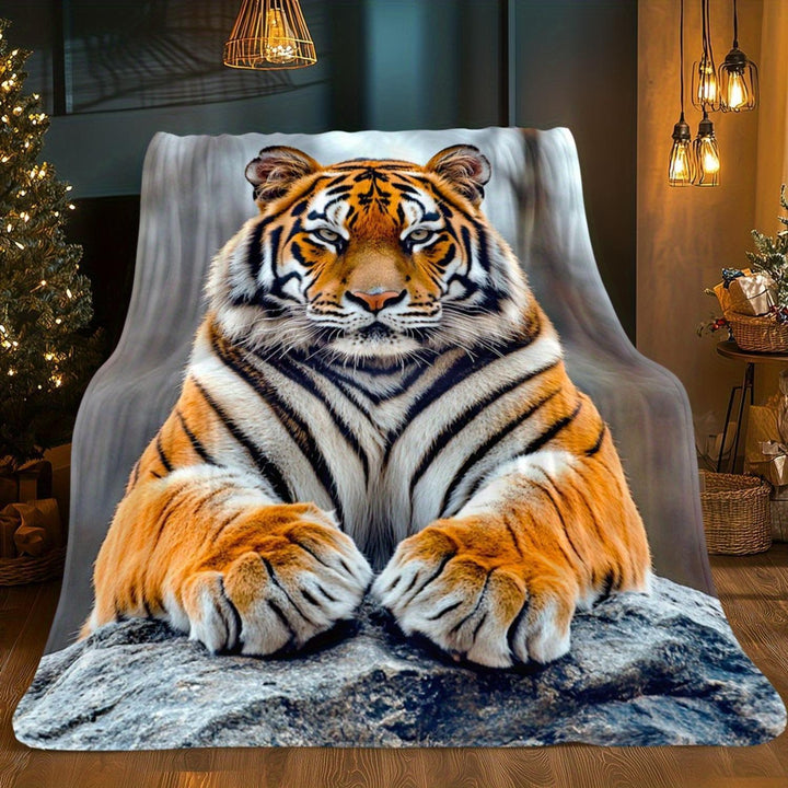 Artistic Tiger-Themed Plush Throw Blanket