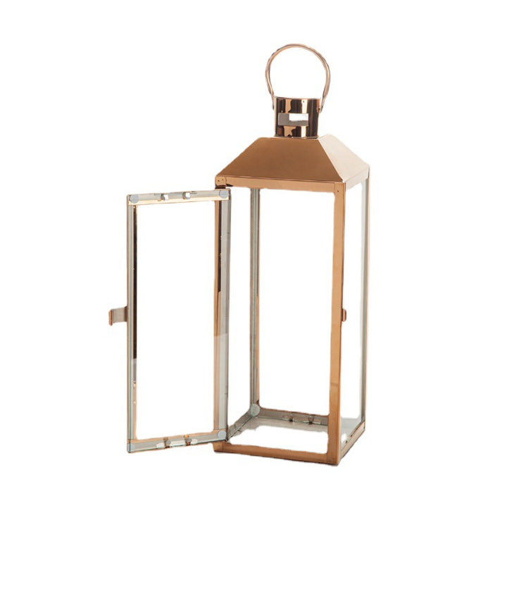 Decorative Gold-Trimmed Glass Lantern Trio with Hinged Door and Carry Ring Stornfield