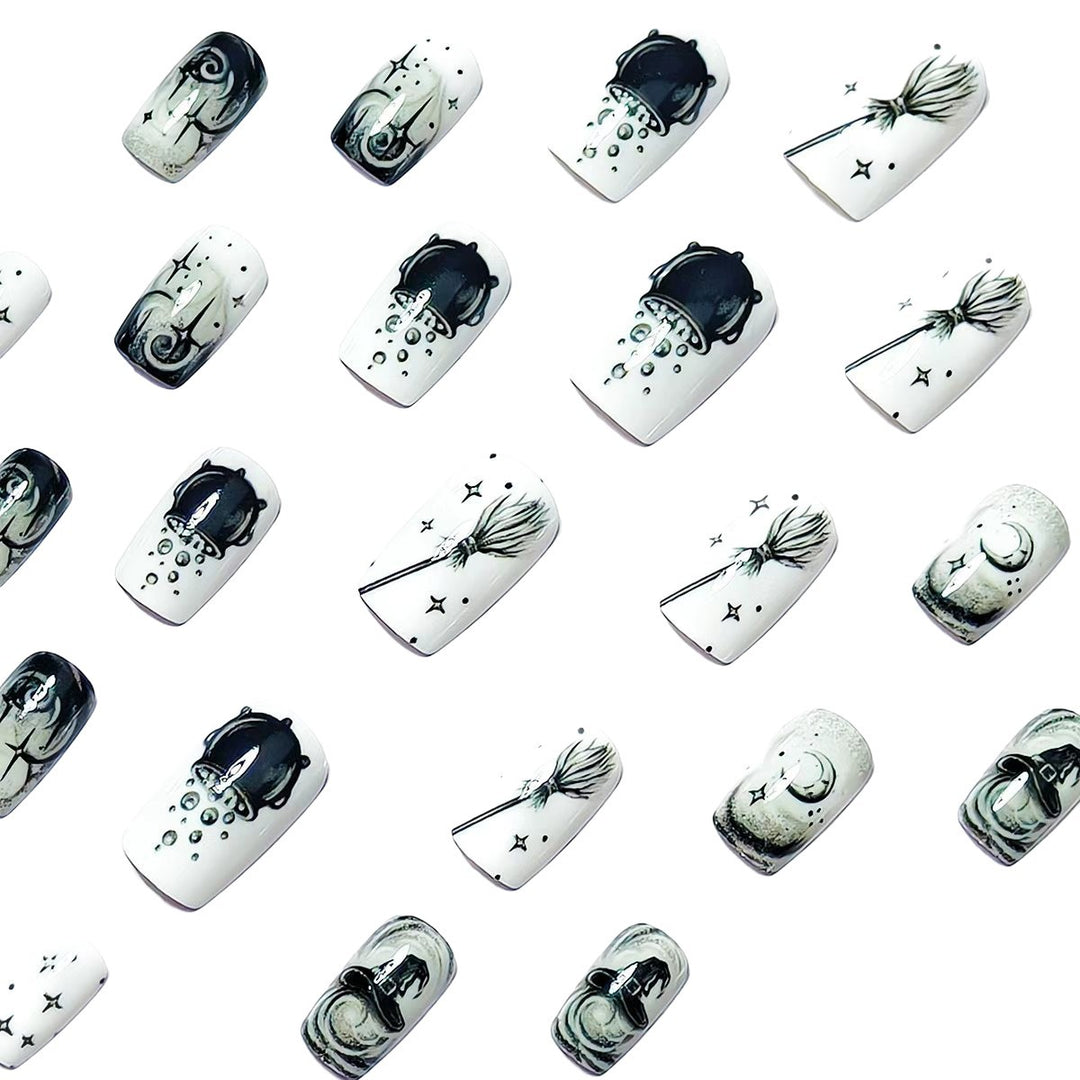 Creative acrylic nails with witch motifs Stornfield
