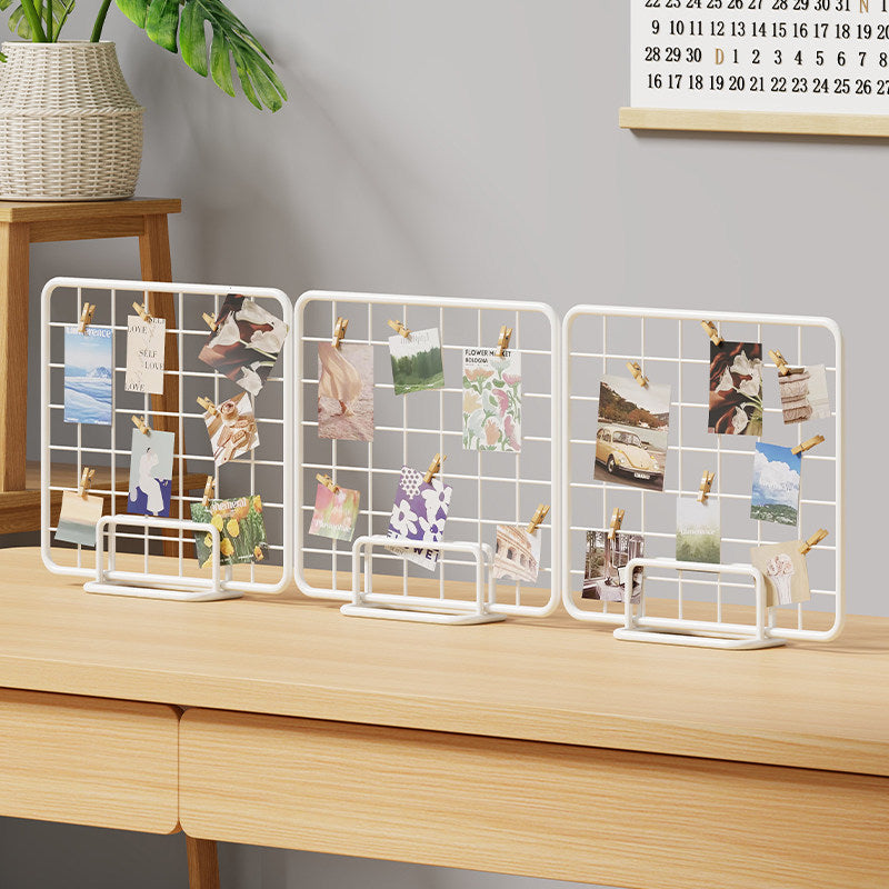 Desktop Wire Photo Grid Display with Stand and Mini Clips