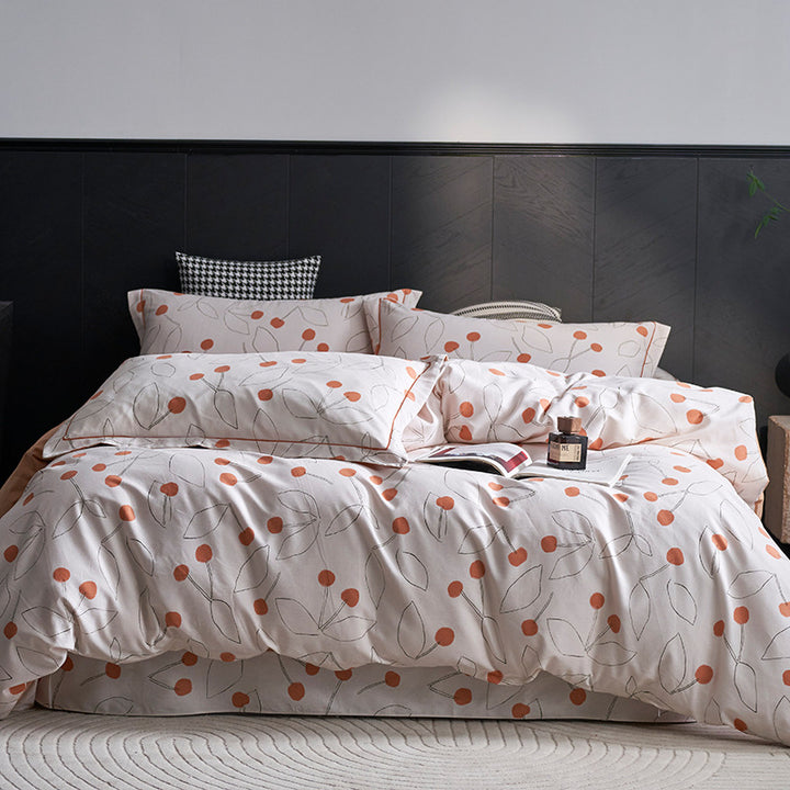 Luxury Cotton Sateen Geometric Duvet Cover Set with Pillowcases