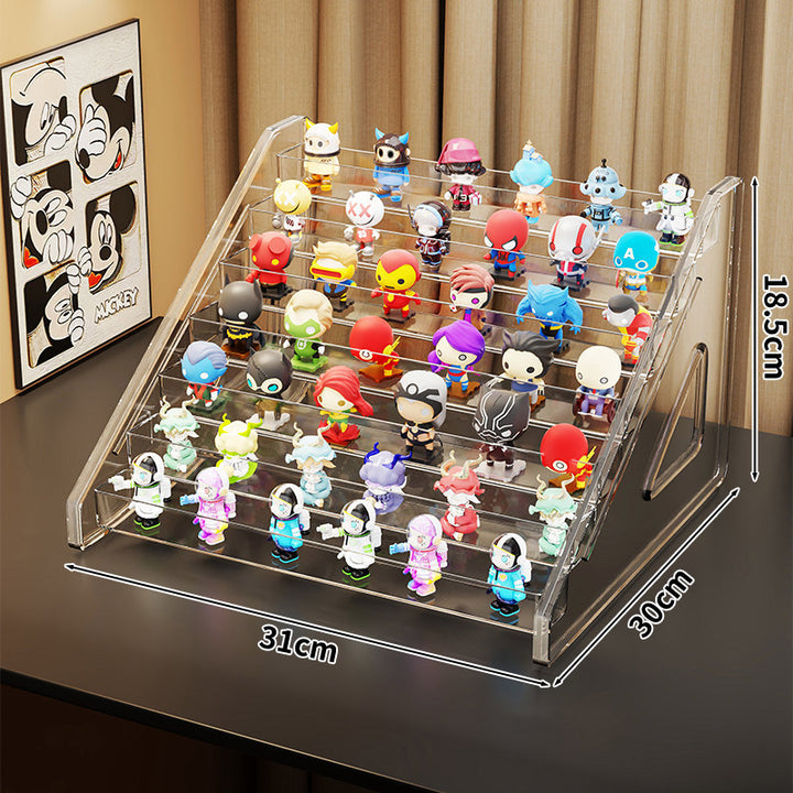 Acrylic Tiered Collectible Figure Display Rack with Angled Clear Risers