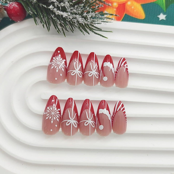 Festive Holiday-Themed Press-On Nail Set Stornfield