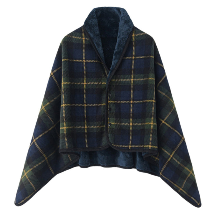 Women’s stylish hooded blanket with checkered pattern Stornfield