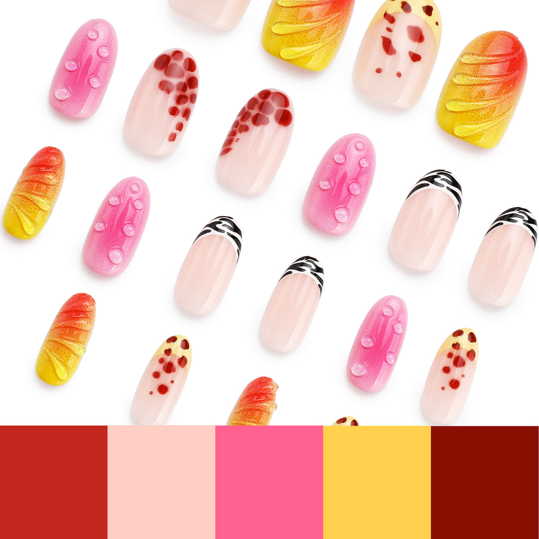 Creative artificial nails with floral design and glitter accents Stornfield