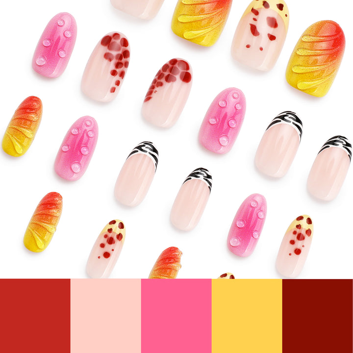 Creative artificial nails with floral design and glitter accents Stornfield