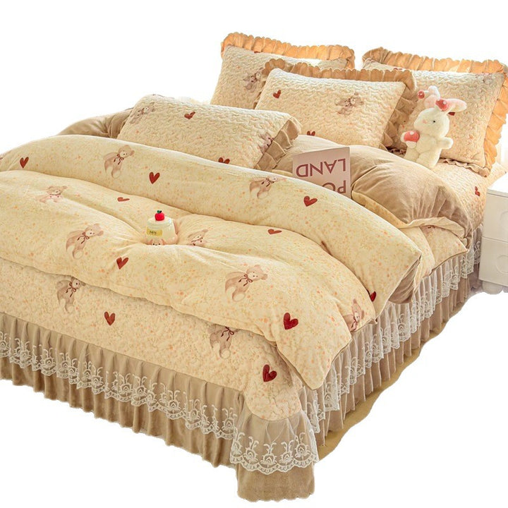 Cozy Heart-Printed Bedding Set