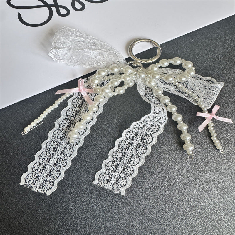 Elegant Lace and Pearl Keychain Stornfield
