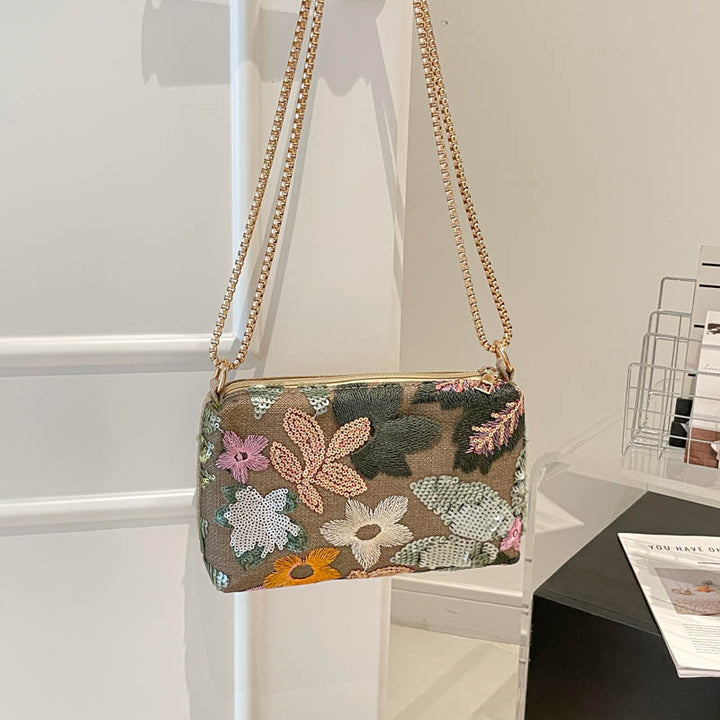 Floral Sequin Clutch Bag