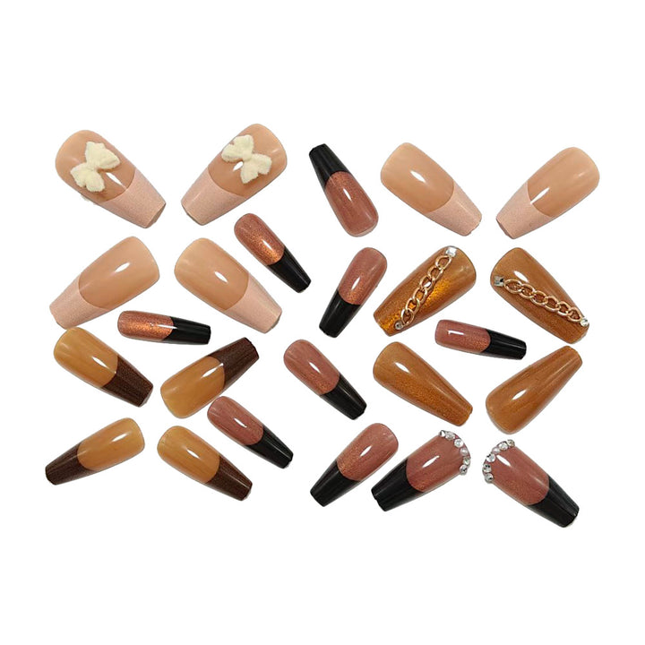 Glamorous artificial nails with glittering design and elegant embellishments Stornfield