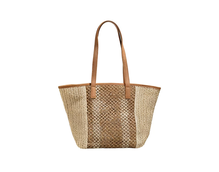 Elegant Bast Handbag with Leather Accents Stornfield