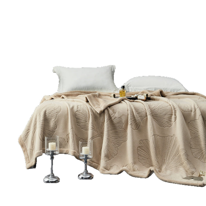 Embossed Plush Microfiber Throw Blanket with Oversized Floral Jacquard